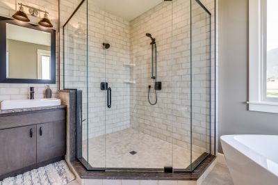 Contemporary Shower with Black Frame