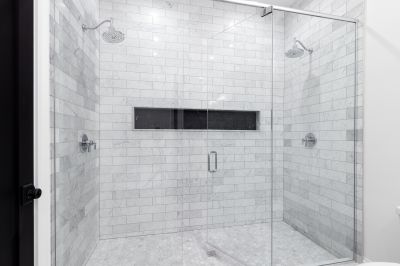 Open Shower with Stone Tiles